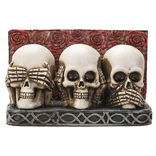 Visitenkartenhalter mit Totenkopf-Motiv, handbemalt, für den Schreibtisch, Gothic-Stil, 9,5 x 6,5 cm (L x H) von Pacific Giftware