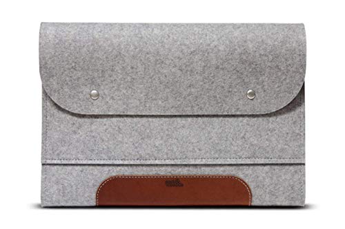 Pack & Smooch 16" Laptophülle, Laptoptasche, MacBook Tasche -CORRIEDALE L -100% Merino Wollfilz, Pflanzlich Gegerbtes Naturleder - Handmade in Germany von Pack & Smooch