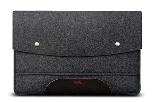Pack & Smooch Für iPad Pro 11" / Air 10.9" Hülle Sleeve Case 100% Wollfilz Pflanzlich Gegerbtes Leder - Handmade in Germany (Anthrazit/Dunkelbraun) von Pack & Smooch