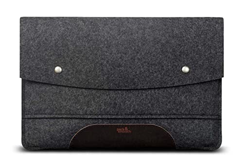 Pack & Smooch Für iPad Pro 9.7" / iPad 9.7" | Hülle Sleeve Case | 100% Wollfilz Pflanzlich Gegerbtes Leder | Handmade in Germany | Farbe in Anthrazit/Dunkelbraun von Pack & Smooch