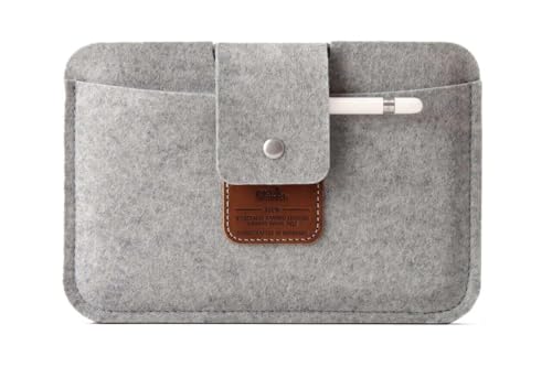 Pack & Smooch Hülle für iPad Mini 7/6 / 5 | Schutzhülle iPad Mini mit Tastatur und Pencil Halter | Pflanzlich Gegerbtes Leder | Handmade in Germany | Farbe in Grau/Hellbraun von Pack & Smooch
