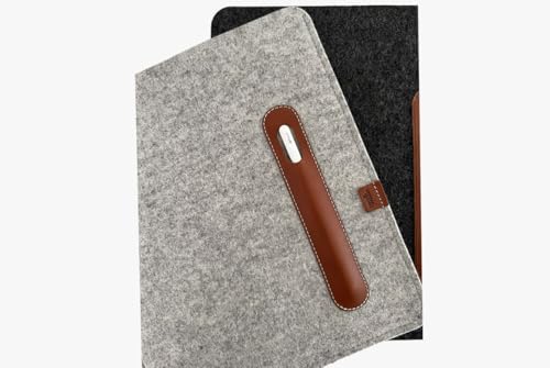 Pack & Smooch Hülle für iPad Pro/Air 13 Case Sleeve |100% Wollfilz Und Pflanzlich Gegerbtes Natur Leder | Farbe in Grau/Hellbraun |Passend mit Magic Keyboard von Pack & Smooch