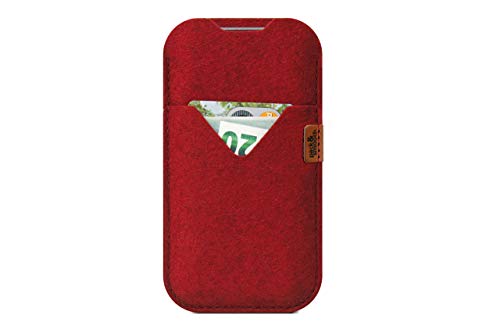Pack & Smooch Hülle für iPhone 11 Pro Max/Xs Max/iPhone 8 Plus Tasche Shetland 100% Merino Wollfilz, Handmade in Germany - Rot von Pack & Smooch