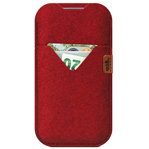 Pack & Smooch Hülle für iPhone 16 Pro Max / 16 Plus | 15 Pro Max / 15 Plus | 14 Pro Max / 14 Plus | Tasche Shetland | 100% Merino Wollfilz | Handmade in Germany – Rot von Pack & Smooch