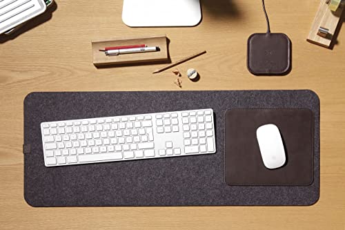 Pack & Smooch Schreibtischunterlage 74x30cm | Merino Wollfilz & Echt-Leder | Universal für Links- & Rechtshänder | Mousepad & Schreibmatte | Farbe in Dunkelgrau/Dunkelbraun von Pack & Smooch