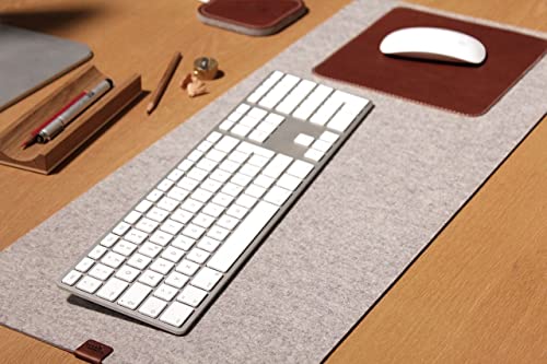 Pack & Smooch Schreibtischunterlage 74x30cm | Merino Wollfilz & Echt-Leder | Universal für Links- & Rechtshänder | Mousepad & Schreibmatte | Farbe in Hellgrau/Hellbraun von Pack & Smooch