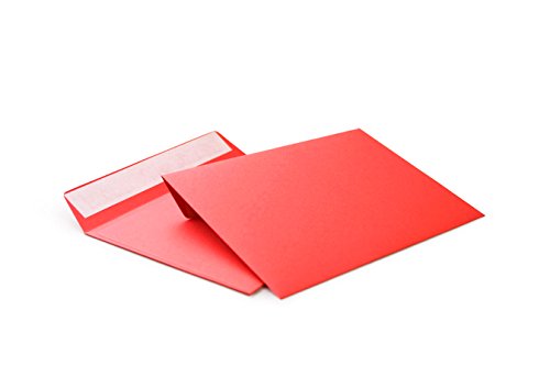 hochwertige Briefumschläge C6 114x162 mm (rot) 120 g/m² ohne Fenster haftklebend (Artikel 506A) (100) von Packsmart