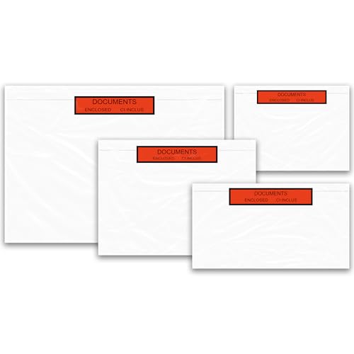 PACKY - Lieferscheintaschen Selbstklebend - Dokumententasche Paket A6 A5 A4 Oder DL - Transparente Versandtaschen - Documents Enclosed - Zoll Dokumententasche - A6 | 165 x 122 mm - 100 Stück von Packy