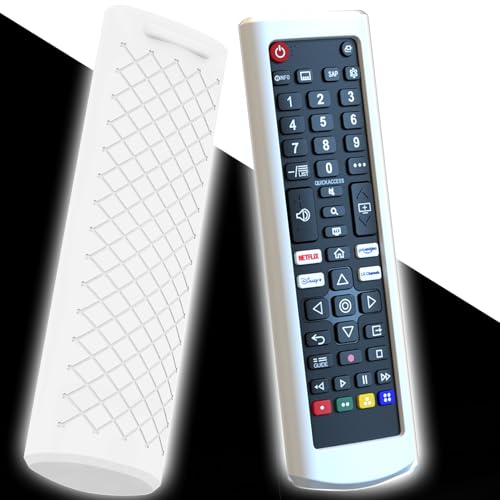 Schutzhülle für LG TV-Fernbedienung, Akkuabdeckung, kompatibel mit LG Fernbedienung für Smart TV AKB Serie, universelle TV-Fernbedienung, leuchtet im Dunkeln, Weiß von Packzprint