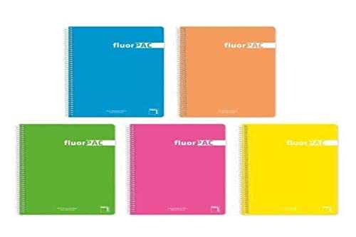 Pacsa Fluorpac Notizbuch, 80 Blatt, 4 x 4 Deckel, Polypropylen, 90 g, 5 Farben, sortiert, 5 Stück von Pacsa