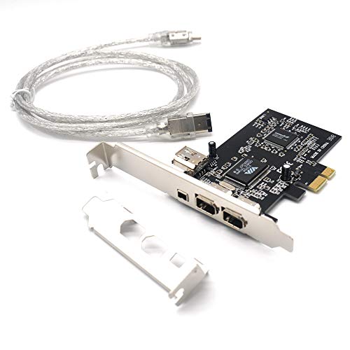 Padarsey PCIe 3 Ports 1394A Firewire Erweiterungskarte, PCI Express (1x) auf externe IEEE 1394 Adapter Controller (2 x 6 Pin + 1 x 4 Pin) mit Low-Profile-Halterung für Desktop-PC und DV-Anschluss von Padarsey