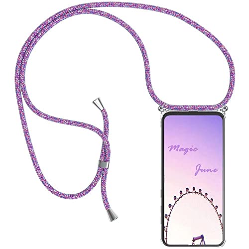 Paekear Handykette Handyhülle für Huawei Honor X6 4G Hülle, Smartphone Necklace Hülle mit Band - Transparent Schutzhülle Stossfest - Schnur mit Case zum Umhängen in Violett von Paekear