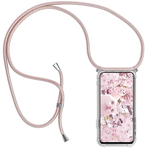 Paekear Handykette Handyhülle für Huawei Honor X6a 4G Hülle, Smartphone Necklace Hülle mit Band - Transparent Schutzhülle Stossfest - Schnur mit Case zum Umhängen in Roségold von Paekear