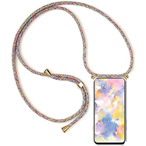 Paekear Handykette Handyhülle für Samsung Galaxy A35 5G Hülle, Smartphone Necklace Hülle mit Band - Transparent Schutzhülle Stossfest - Schnur mit Case zum Umhängen in Rainbow von Paekear