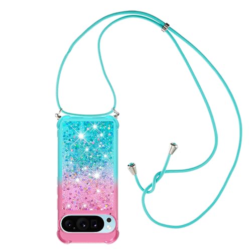 Paekear Handykette für Google Pixel 10 Pro XL Hülle, Smartphone Necklace Glitzer Transparent Silikonhülle mit Band - Handyhülle Cover Case mit Stylische Kette zum umhängen, Pink & Blau Paekear Handykette für Google Pixel 10 Pro XL Hülle, Smartphone Necklace Glitzer Transparent Silikonhülle mit Band - Handyhülle Cover Case mit Stylische Kette zum umhängen, Pink & Blau von Paekear
