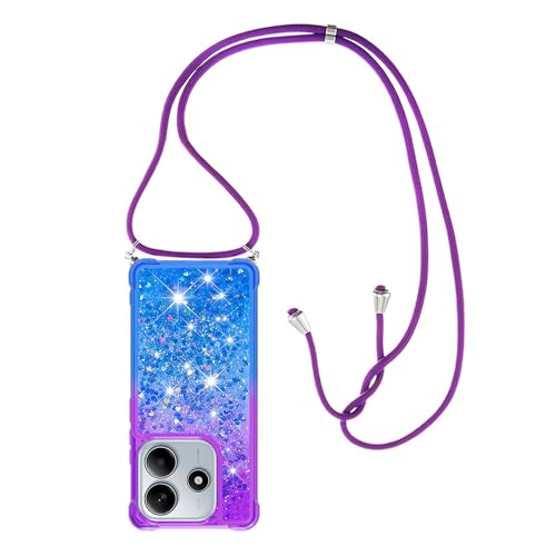 Paekear Handykette für Xiaomi Redmi Note 14 4G Hülle, Smartphone Necklace Glitzer Transparent Silikonhülle mit Band - Handyhülle Cover Case mit Stylische Kette zum umhängen, Lila & Blau Paekear Handykette für Xiaomi Redmi Note 14 4G Hülle, Smartphone Necklace Glitzer Transparent Silikonhülle mit Band - Handyhülle Cover Case mit Stylische Kette zum umhängen, Lila & Blau von Paekear