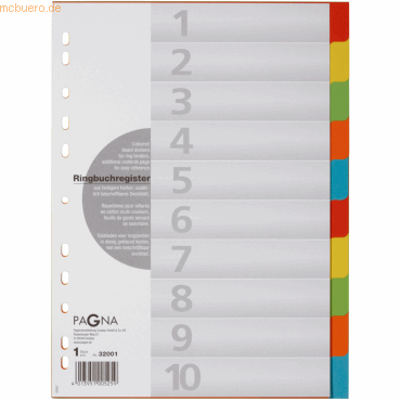 25 x Pagna Register A4 Karton 10-teilig von Pagna