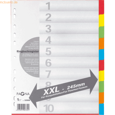 25 x Pagna Register XXL A4+ 10-teilig blanko m. Deckblatt 5-farbig von Pagna