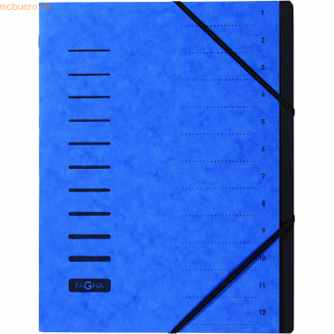 5 x Pagna Ordnungsmappe 12 Fächer blau von Pagna
