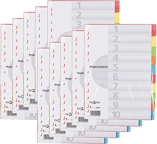 50er Maxi Sparpack Pagna 32001-20 Register 10-teilig, 5-farbig mit Deckblatt | 50 Register 10 Taben) von Pagna