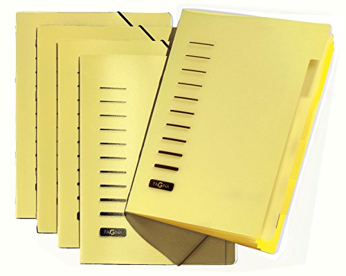 5er Pack Pagna Ordnungsmappe 6-teilig aus PP, Eckspanngummi, farbiger Registerkarton [ gelb ] von Pagna