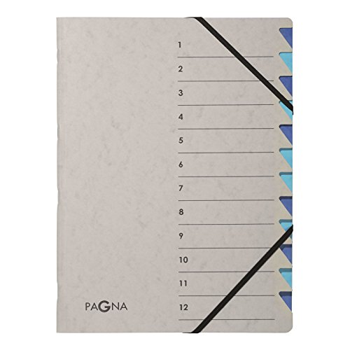 Pagna 44312-02 Ordnungsmappe 12 Fächer Easy Grey 1-12 blau von Pagna