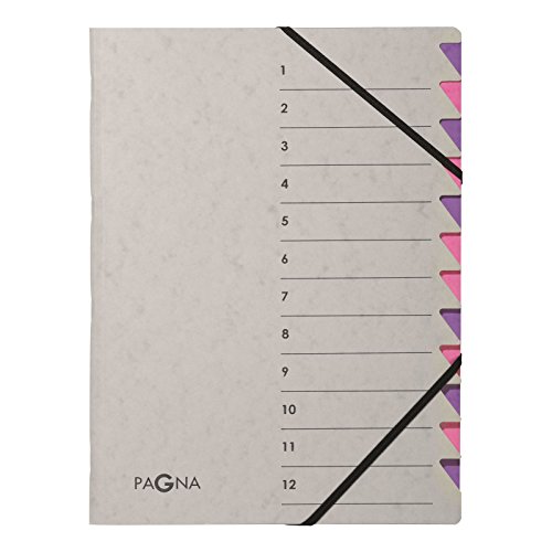 Pagna 44312-10 Ordnungsmappe 12 Fächer Easy Grey 1-12 lila von Pagna
