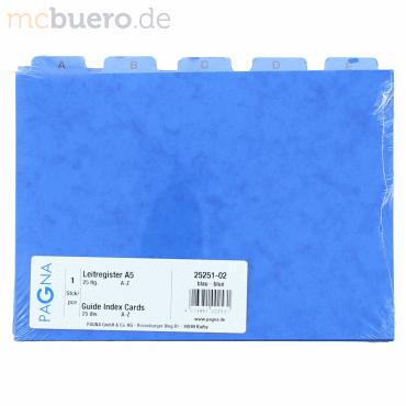 Pagna Leitregister A5 A-Z Pressspan blau von Pagna