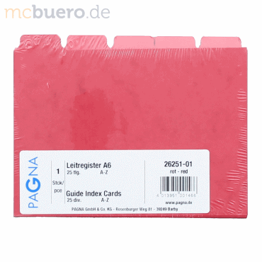 Pagna Leitregister A6 A-Z Pressspan rot Pagna Leitregister A6 A-Z Pressspan rot von Pagna