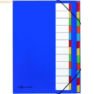 Pagna Ordnungsmappe A4 12 Fächer PP blau von Pagna