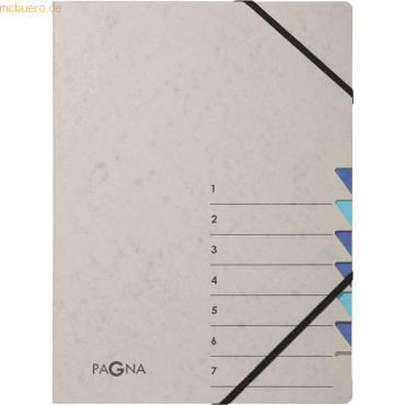 Pagna Ordnungsmappe A4 7 Fächer Easy Grey blau 1-7 von Pagna