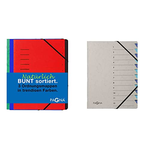 Pagna Ordnungsmappenset 12 Fächer Basic sortiert, Set mit 3 Stück & 44312-02 Ordnungsmappe 12 Fächer Easy Grey 1-12 blau Pagna Ordnungsmappenset 12 Fächer Basic sortiert, Set mit 3 Stück & 44312-02 Ordnungsmappe 12 Fächer Easy Grey 1-12 blau von Pagna