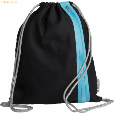 Pagna Turnbeutel 46x36cm Go schwarz mit Zipper azurblau von Pagna