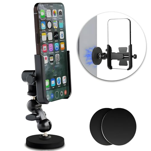 Magnetische Handyhalterung aus Metall mit Videoaufnahme-Ständer, Handy-Halter, zieht an jeder eisenhaltigen Metalloberfläche an, entworfen für Fitnessstudio, Motorräder, Tank, Golfwagen, Gabelstapler, Magnetische Handyhalterung aus Metall mit Videoaufnahme-Ständer, Handy-Halter, zieht an jeder eisenhaltigen Metalloberfläche an, entworfen für Fitnessstudio, Motorräder, Tank, Golfwagen, Gabelstapler, von PaiPaiGo