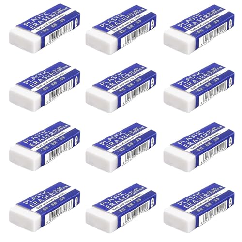 12 Radiergummis Multipack – Premium-Radiergummis aus latexfreiem Kunststoff für Schule, Büro und Kunst, wischfreie Bleistift-Radiergummis für Kinder und Erwachsene, starke Radierkraft für Graphit- und 12 Radiergummis Multipack – Premium-Radiergummis aus latexfreiem Kunststoff für Schule, Büro und Kunst, wischfreie Bleistift-Radiergummis für Kinder und Erwachsene, starke Radierkraft für Graphit- und von Paicreate