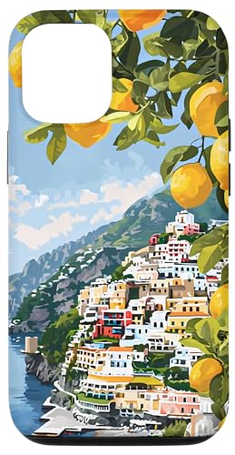 Hülle für iPhone 12/12 Pro Italienische Küste mit Amalfi-Zitronen aus dem Mittelmeer von Painting of the Italian Mediterranean Amalfi Coast