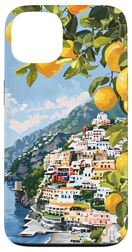 Hülle für iPhone 13 Italienische Küste mit Amalfi-Zitronen aus dem Mittelmeer von Painting of the Italian Mediterranean Amalfi Coast