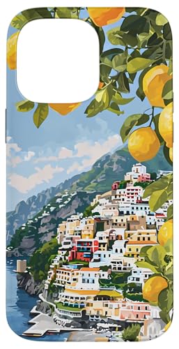 Hülle für iPhone 14 Pro Max Italienische Küste mit Amalfi-Zitronen aus dem Mittelmeer von Painting of the Italian Mediterranean Amalfi Coast