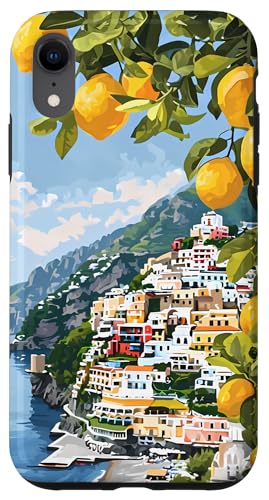 Hülle für iPhone XR Italienische Küste mit Amalfi-Zitronen aus dem Mittelmeer von Painting of the Italian Mediterranean Amalfi Coast
