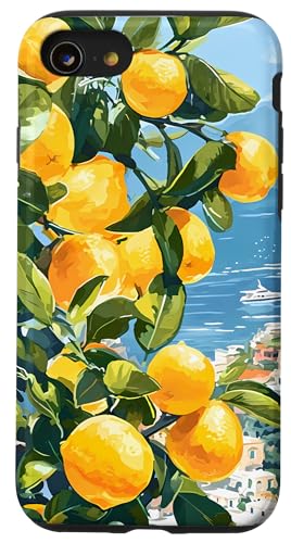 Italienische Küste mit Amalfi-Zitronen aus dem Mittelmeer Hülle für iPhone SE (2020) / 7 / 8 von Painting of the Italian Mediterranean Amalfi Coast