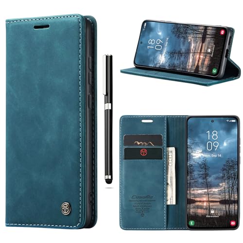 Paitech Handyhülle für Samsung Galaxy S25 Edge 5G Hülle Flip Case, Magnetic Closure Wallet Tasche Schutzhülle, Klapphülle Cover mit Kartenfach Standfunktion Lederhülle für Samsung S25 Edge, Retro Grün von Paitech