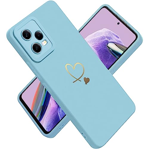 Paitech Handyhülle für Xiaomi Redmi Note 12 Pro 5G Hülle, Ultra Dünn Weiche TPU Silikon Case Stoßfeste Schutzhülle Kameraschutz mit Niedliche Gold Love Herz Muster Xiaomi Poco X5 Pro 5G Hülle, Blau von Paitech