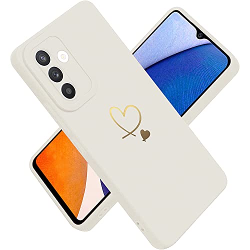 Paitech für Samsung Galaxy A14 5G Hülle, Hanyhülle A14 Dünn Weiche TPU Silikon Case Stoßfeste Schutzhülle Kameraschutz mit Niedliche Gold Love Herz Muster für Samsung Galaxy A14 5G Hülle, Weiß von Paitech