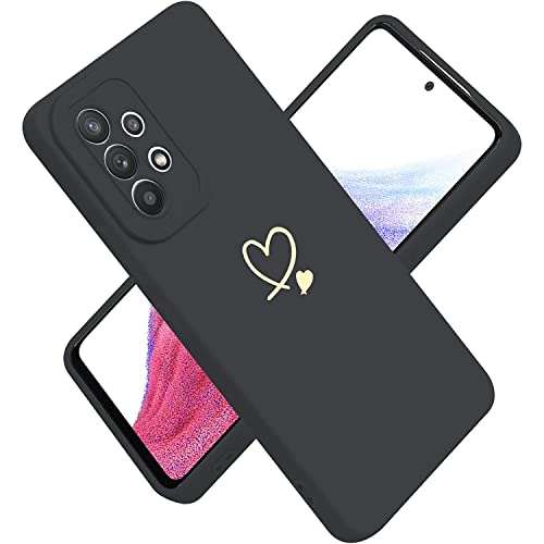 Paitech für Samsung Galaxy A53 5G Hülle, Hanyhülle A53 5G Dünn Weiche TPU Silikon Case Stoßfeste Schutzhülle Kameraschutz mit Niedliche Gold Love Herz Muster für Samsung Galaxy A53 Hülle, Schwarz von Paitech