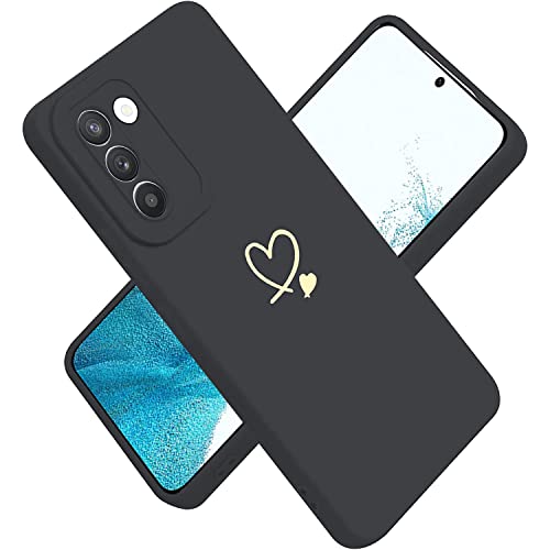 Paitech für Samsung Galaxy S22 Hülle, Hanyhülle Samsung S22 Ultra Dünn Weiche TPU Silikon Case Stoßfeste Schutzhülle Kameraschutz mit Niedliche Gold Liebesherzform Muster für Samsung S22 Hülle Schwarz von Paitech