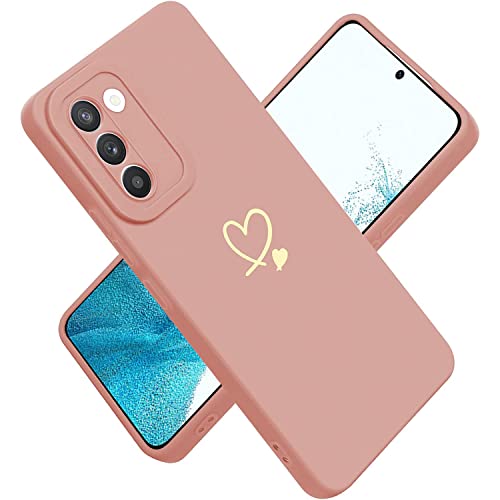 Paitech für Samsung Galaxy S22 Hülle, Hanyhülle Samsung S22 Ultra Dünn Weiche TPU Silikon Case Stoßfeste Schutzhülle Kameraschutz mit Niedliche Gold Liebesherzform Muster für Samsung S22 Hülle, Rosa von Paitech