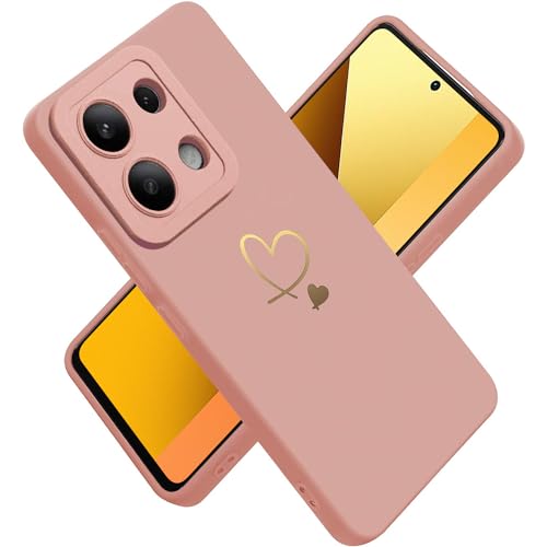 Paitech für Xiaomi Redmi Note 13 5G Hülle, Ultra Dünn Weiche TPU Silikon Case Stoßfeste Schutzhülle Kameraschutz mit Niedliche Gold Love Herz Muster für Hanyhülle Redmi Note 13 5G, Rosa von Paitech