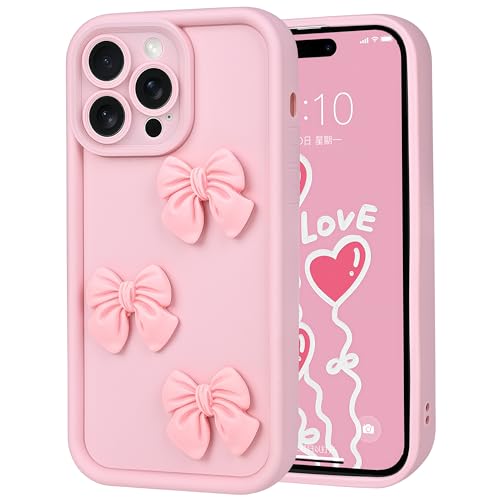 Pajony Niedliche Hüllen für iPhone 11 Pro Max, rosa 3D-Schleifen-Design, weiche, stoßfeste Schutzhülle für Mädchen und Frauen von Pajony