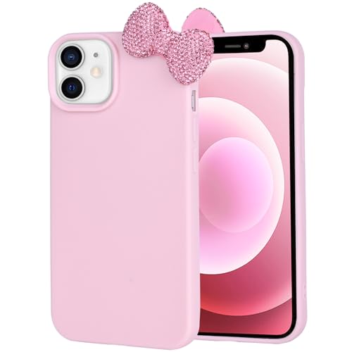 Pajony Schutzhülle für iPhone 12, luxuriös, glitzernd, 3D-Strass-Schleife, weiches Litschi-Muster, Schutzhülle für iPhone 12 6,1 Zoll 2020 Pajony Schutzhülle für iPhone 12, luxuriös, glitzernd, 3D-Strass-Schleife, weiches Litschi-Muster, Schutzhülle für iPhone 12 6,1 Zoll 2020 von Pajony