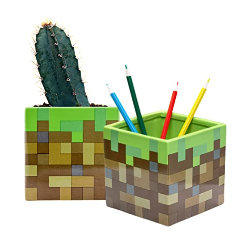 Paladone Minecraft Glass Block Ceramic Planter or Pen Holder | Officially Licensed Minecraft Merchandise and Desk Decor Paladone Minecraft Glass Block Ceramic Planter or Pen Holder | Officially Licensed Minecraft Merchandise and Desk Decor von Paladone